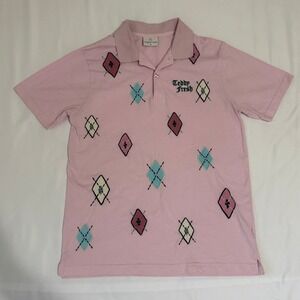 Teddy Fresh Pink Argyle Diamond Embroidered Polo Shirt Men's Size S